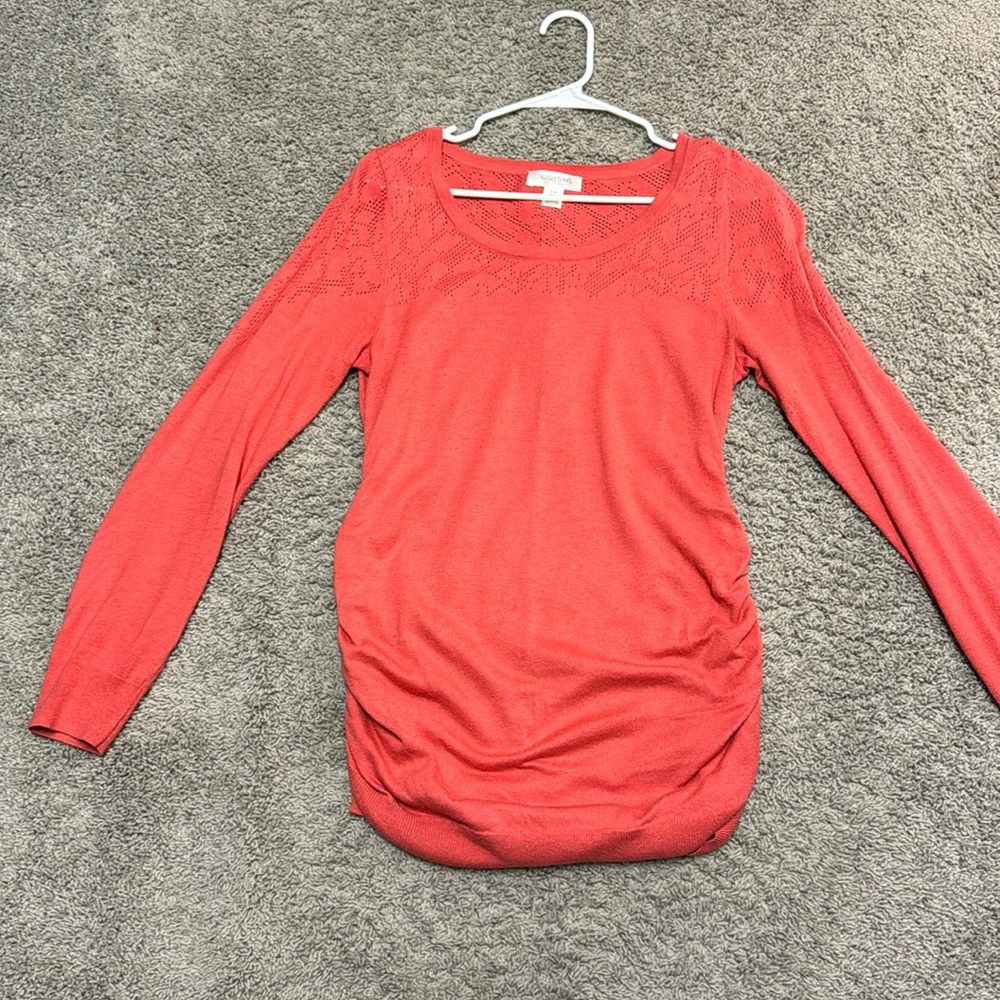 Coral maternity sweater